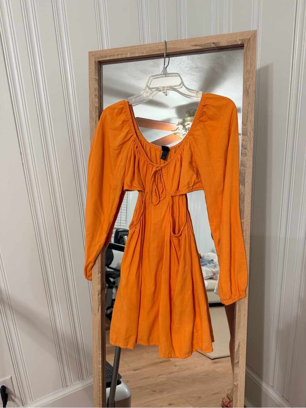Bright Orange Wild Fable Long-Sleeve Cut Out Dress